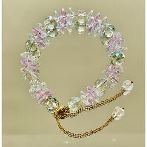 Swarovski Beaded Bracelet Green & Pink